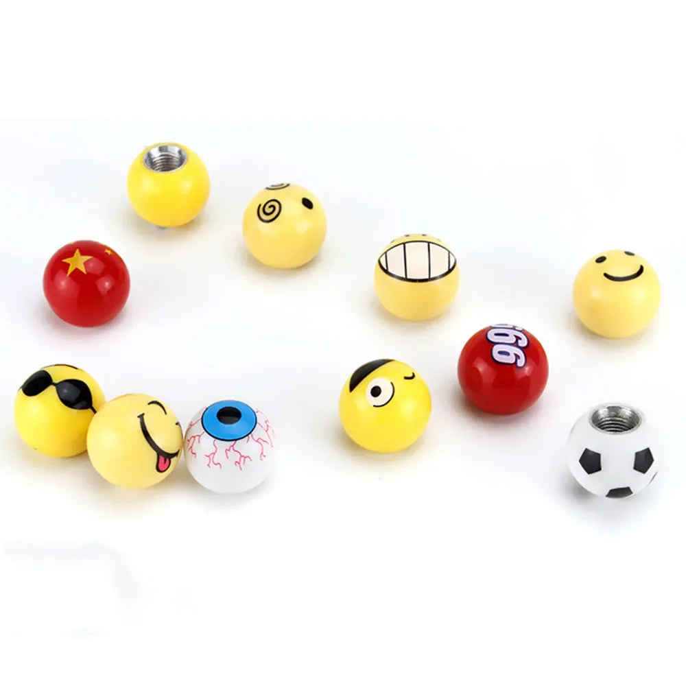 4Pcs Universal Bicycle Motorbike Car Tire Valve Cap Wheel Dust Covers Valve Stem Caps Modified Expression Sphericity Cap Covers CM World