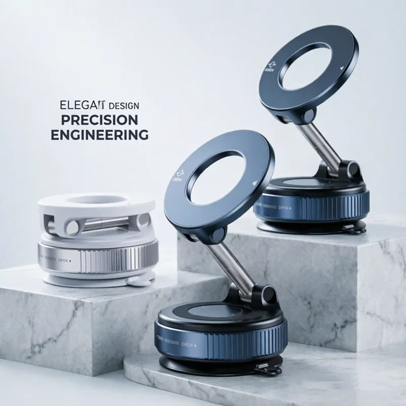 Magnetic Vacuum Phone Holder Car Mount Vacuum Adsorption Car Phone Mount Foldable Car Navigation Holder for Gym Bath Shower