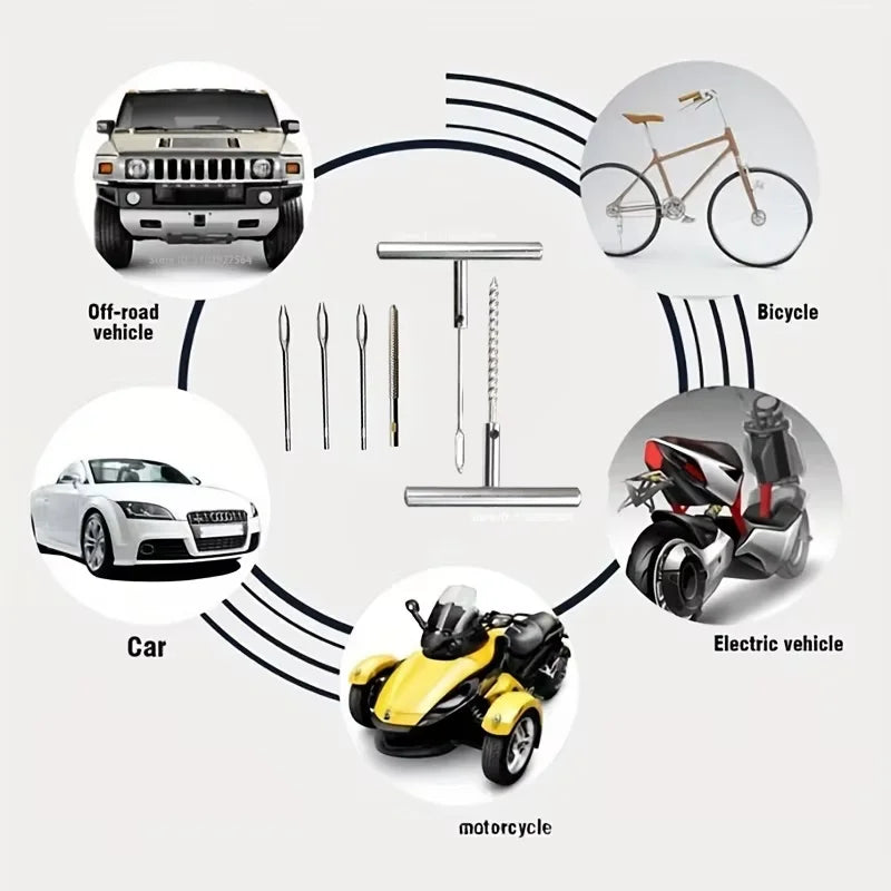 Universal Tubeless Tyre Repair Kit Studding Puncture Plug for Car Motorcycle Bike Auto Accessories