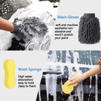 6/9/12Pcs Auto Detailing Kit - Soft Microfiber Towels Tire Brush Car Wash Sponge & Wax Applicator Essential Car Care Tools