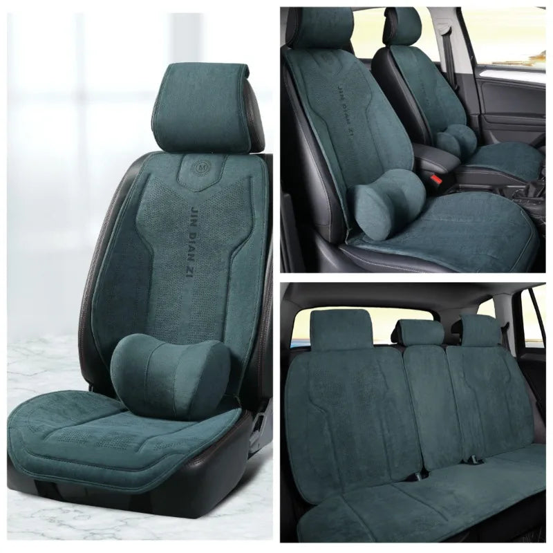 Full Set Suede Car Seat Covers Universal Four Season Breathable Seat Cushion Car Accessories Interior Car Seat Protector Covers CM World
