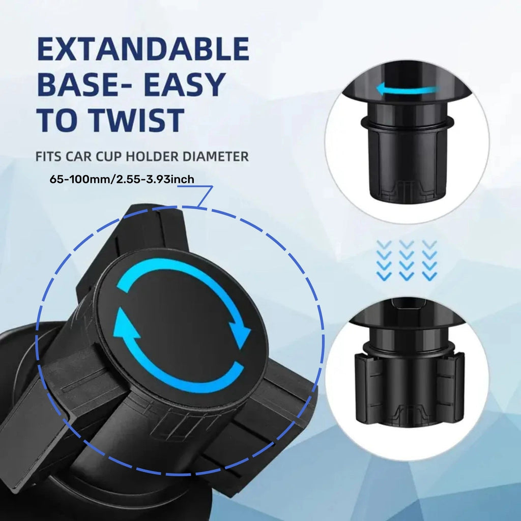 Upgraded Car Cup Holder Expander with Adjustable Base Stable Auto Bottle Support Universal for 6.5CM-10.5CM Cup Holder CM World