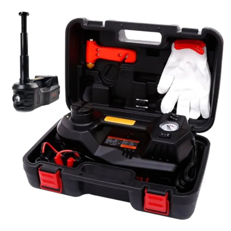 Electric Hydraulic Car Jack Kit 5 Ton 12V Portable Lift Range 17.7 Inch with Tire Inflator Pump for SUV Sedan Truck Car Repair CM World