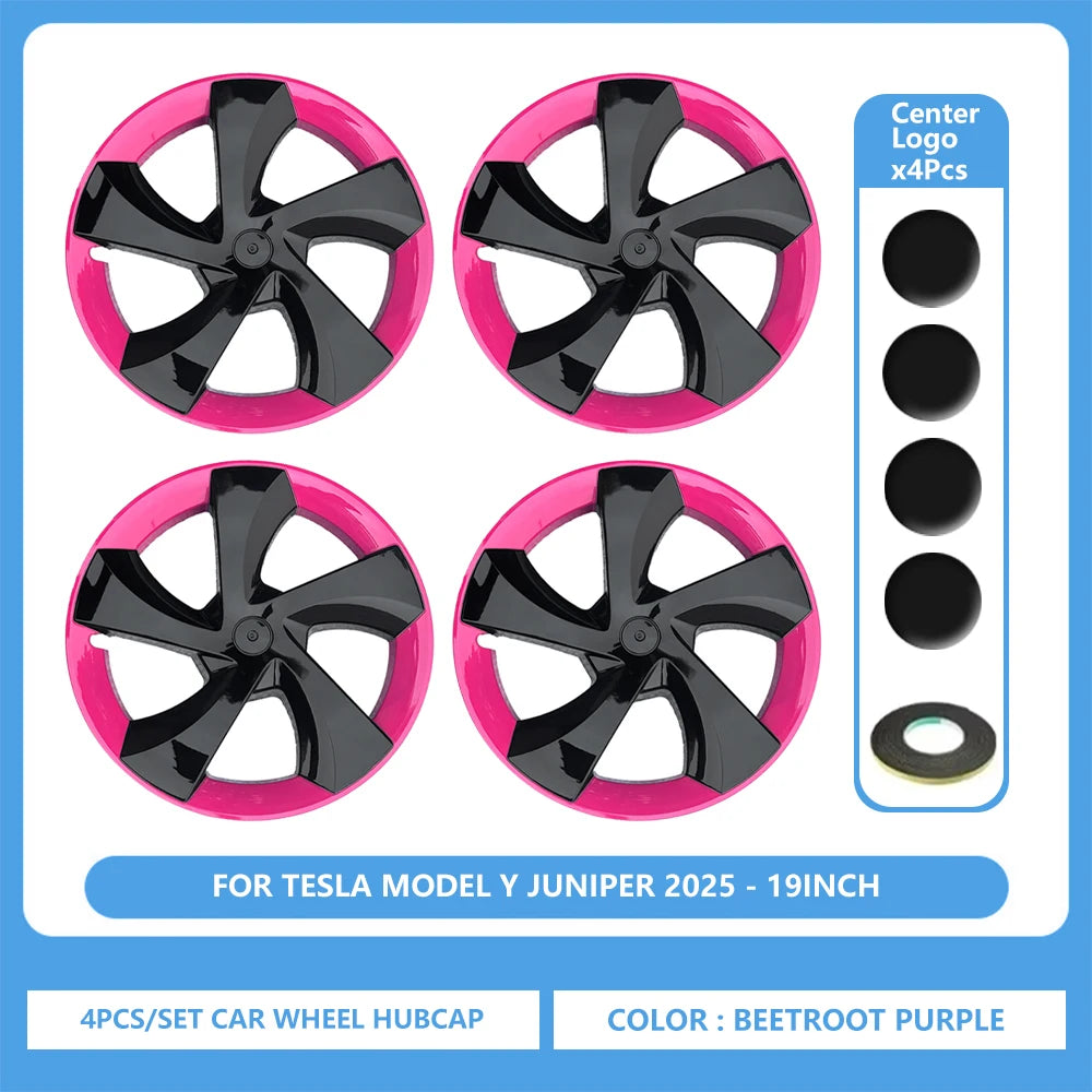 4PCS 19Inch Hub Cap for Tesla Model Y Juniper 2025 Performance Wheel Hubcap Right&Left Wheel Cap Full Rim Cover Car Accessories CM World