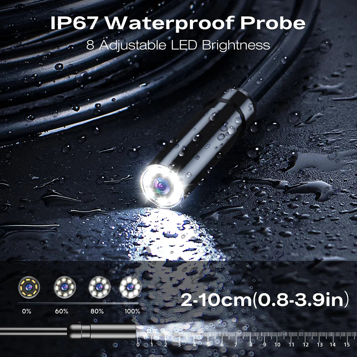 4.3 Inch Industrial Endoscope Camera 16.5TF Single Lens Pipe 1920P HD Inspection Borescope for Car Sewer Inspection Camera Tool CM World