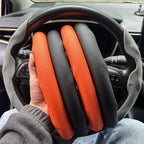 2PCS Car Steering Wheel Covers Booster Micro Fiber Leather Auto Interior Decorative Accessories Glossy Carbon Fiber Looking CM World