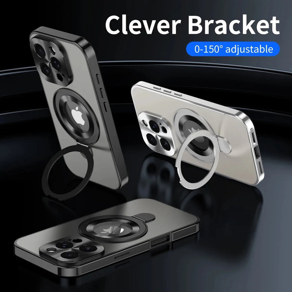 Original Farve Bagplade Mobiletui Til iPhone 17/14/15/16 Pro Max Magnetsuge Holder Metalramme All-Inclusive Spejlbeskyttelse Etu