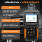 D50 OBD2 Scanner Car and Truck Code Reader Heavy Duty HD Diesel Diagnostic Scan Tool 2 in 1 Auto Clear Check Engine Fault Light