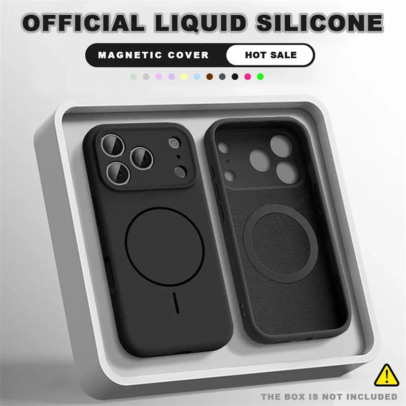 For Magsafe Liquid Silicone Phone Cases For iPhone 17 16 15 14 13 12 Pro Max 16 Plus Air Case Magnetic Wireless Charging Cover Car Mobile World