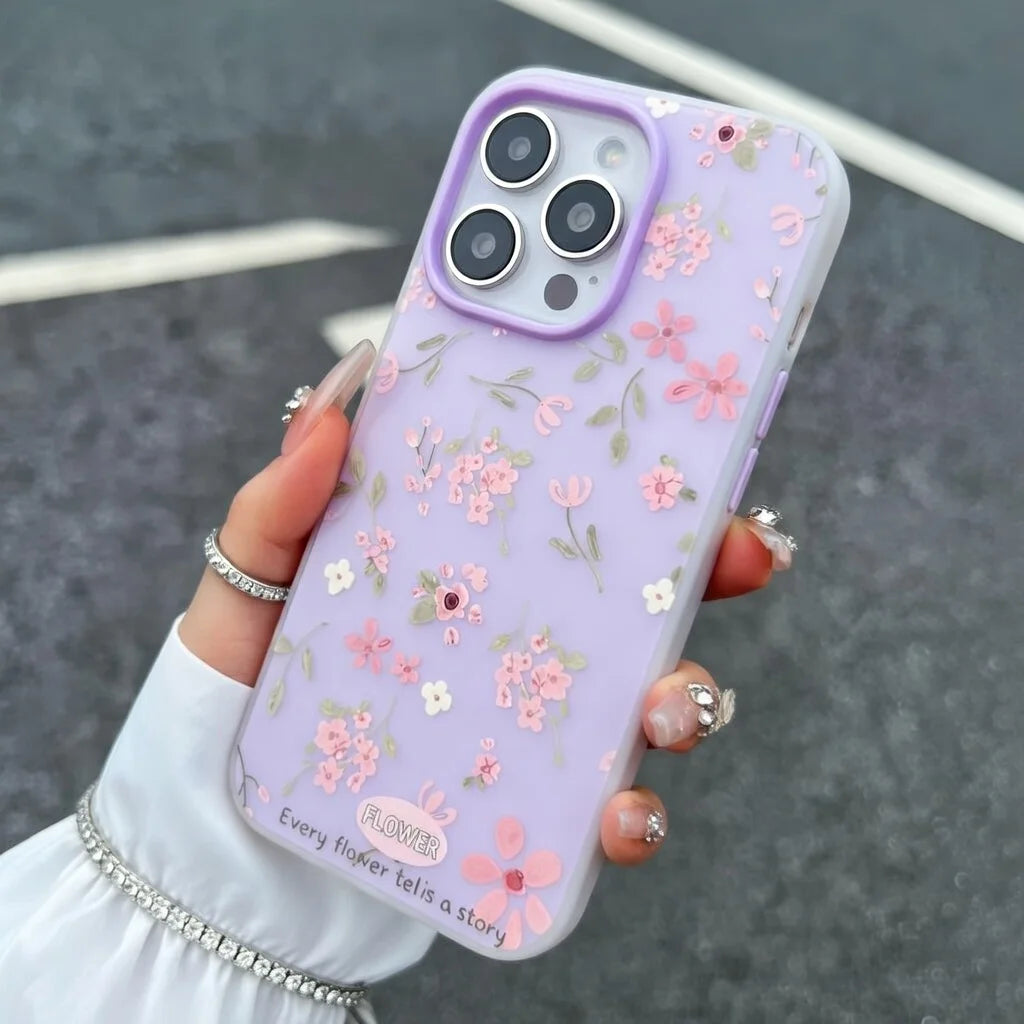 Cute Sweet Pink Floral Candy Color Phone Case For Samsung Galaxy S26 Ultra S25 S24 S23 S22 Plus FE A56 A55 A54 A53 A36 A35 Cover