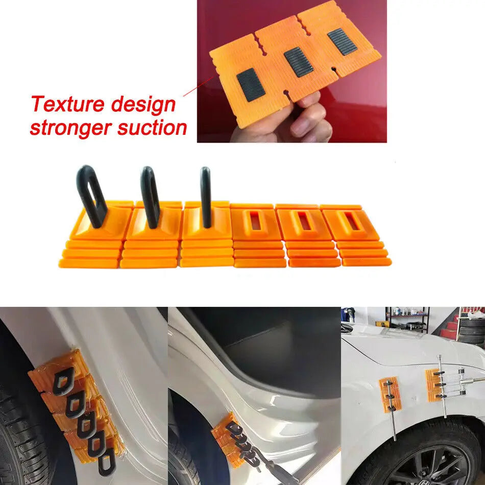 New Paintless Glue Puller Tabs Dent Car Repair Tool Vehicle Dent Removal Repairing Tool Set Orange Dent Puller Kit CM World