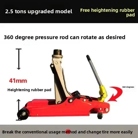 Durable  Jack Horizontal Hydraulic Car with Thickened Hand Crank 2.5 Off-road Car Hydraulic Tire Replacement 2 Tons 3 Tons