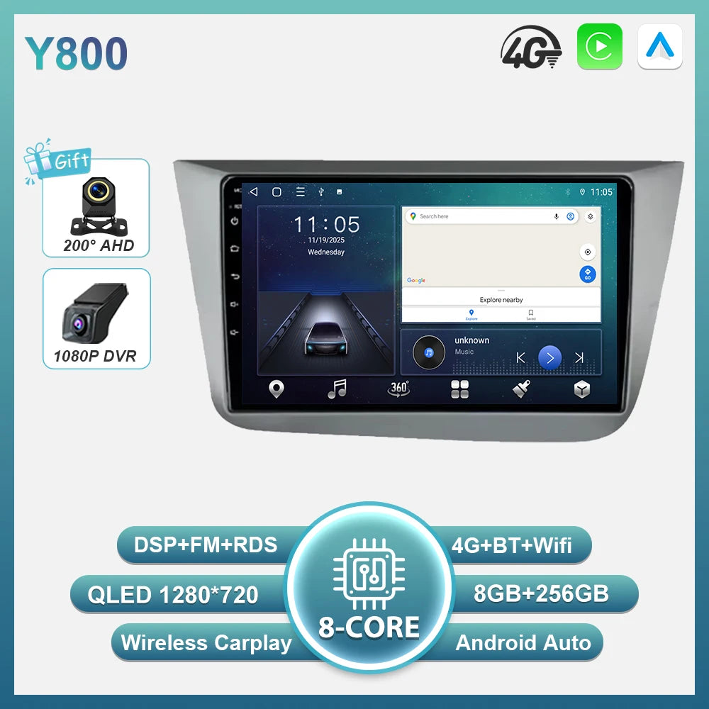 Android 16 Car Radio Autoradio For Seat Altea XL Toledo 2004-2015 Multimedia Player GPS Navigation Wireless Carplay Auto WIFI BT