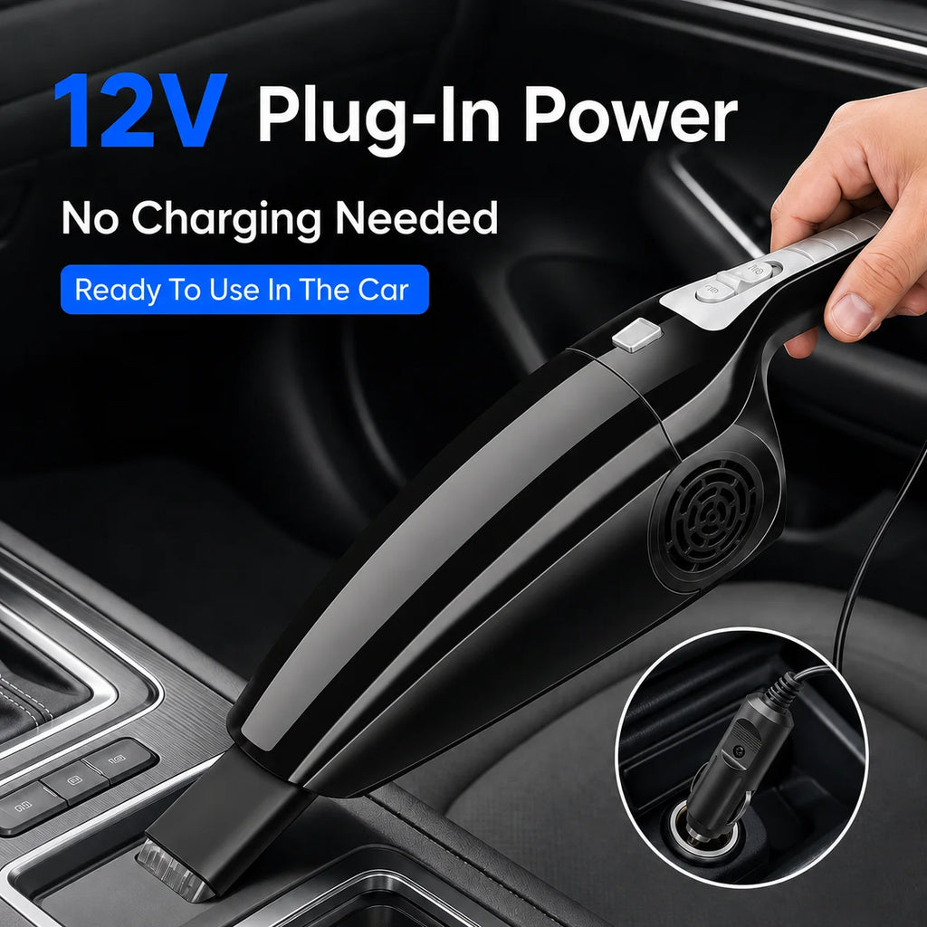 Car Vacuum Cleaner 12V 120W Wet Dry Portable Handheld Auto Vacuum 4M Cord Cigarette Lighter Hose Brush Crevice Nozzle
