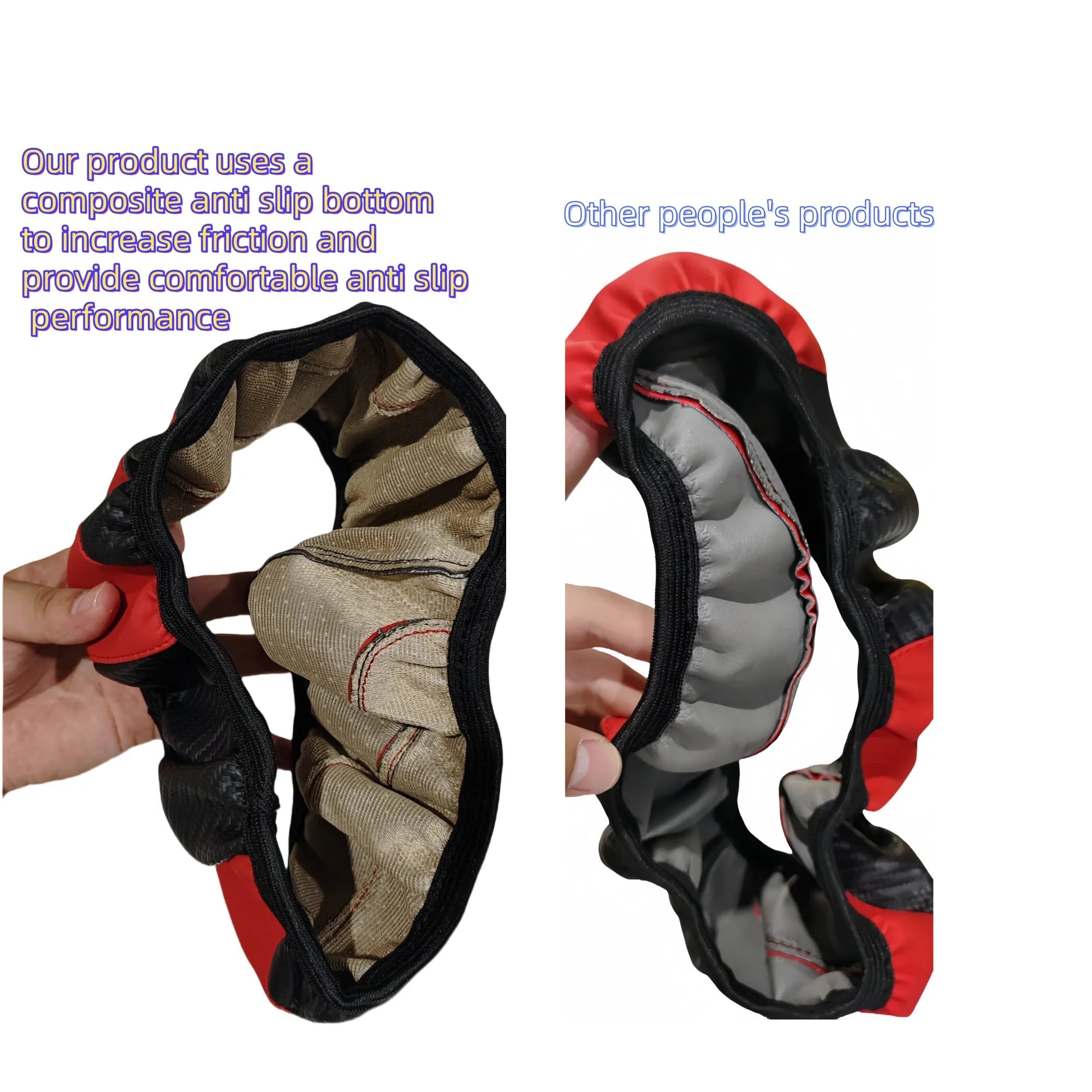 Carbon fiber pattern PU leather steering wheel cover with no inner ring design, full elasticity, anti slip and wear-resistant, m CM World