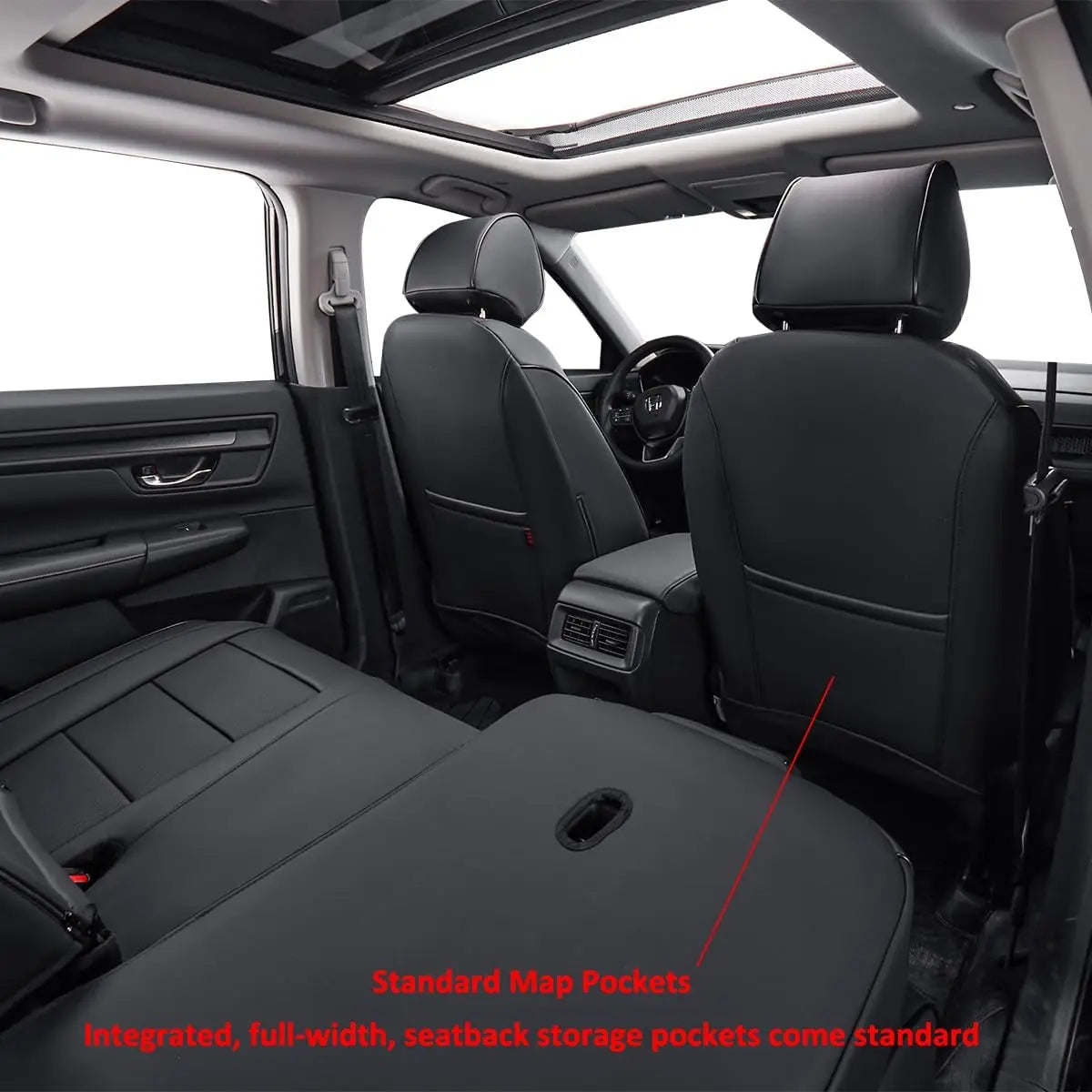 EKR Custom Fit Car Seat Covers Leather Full Set For Honda CRV 2023 2024 2025 2026 LX/EX/ EX-L/Sport/Sport Touring Waterproof Leather Cushion Seat Protective Cover
