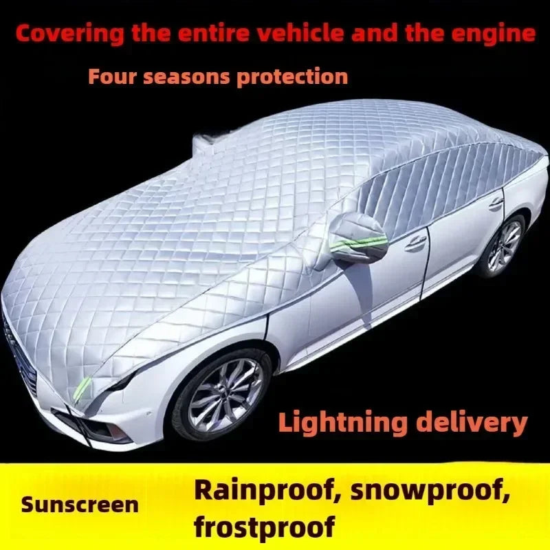 Universal Car Cover Four Seasons Sun Protection Snow Proof Freezing Prevention Heat Insulation Windshield Front Cover Amagi