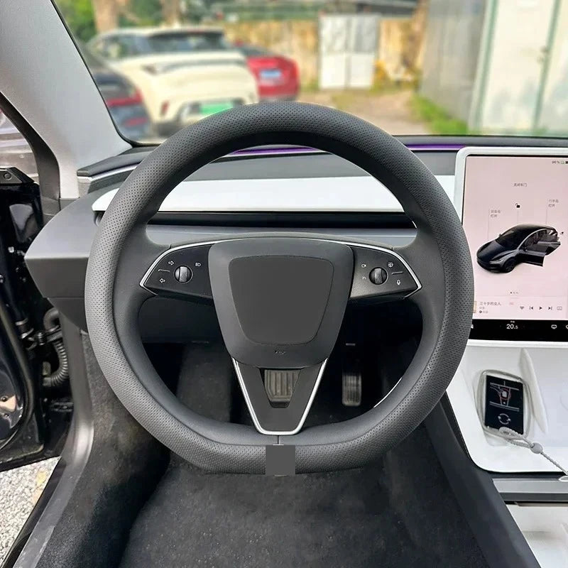 PU Leather Steering Wheel Cover for Tesla Model 3 Y highland Anti Slip Steering Replacement Protect Cover Interior Accessories CM World