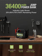 YESPER 12V/24V 6000A Car Jump Starter: 36400mAh Power Station + 3-Mode LED, for Gas/Diesel Engines, Cars to Boats, -40°C~60°C
