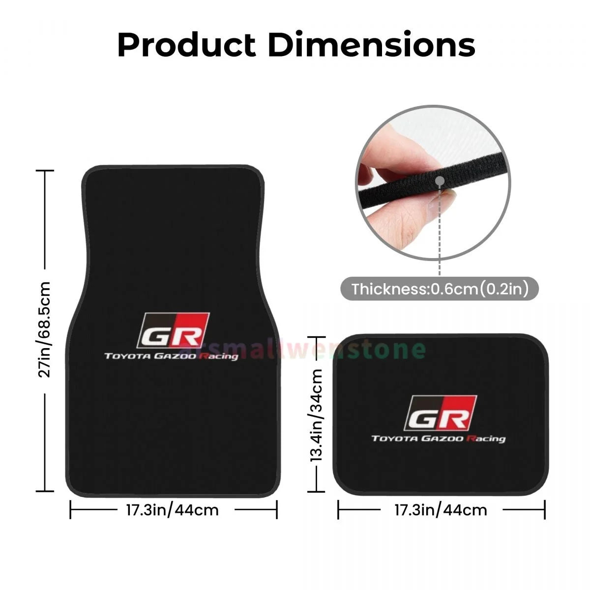 Gazoo Racing Car Floormat Heavy Duty Front Rear Rubber Floor Mats Carpet Floor Protection Fits Most Vehicles