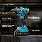 Seesii S531 Cordless Impact Driver Kit 21V Max Torque 1590 In-lbs(180 N.m) Impact Driver Set with Two 2.0 Ah Batteries 1/4" Hex Chuck Power Impact Driver w/ 20 Pcs Drill Bits 0-2500 RPM Variable Speed