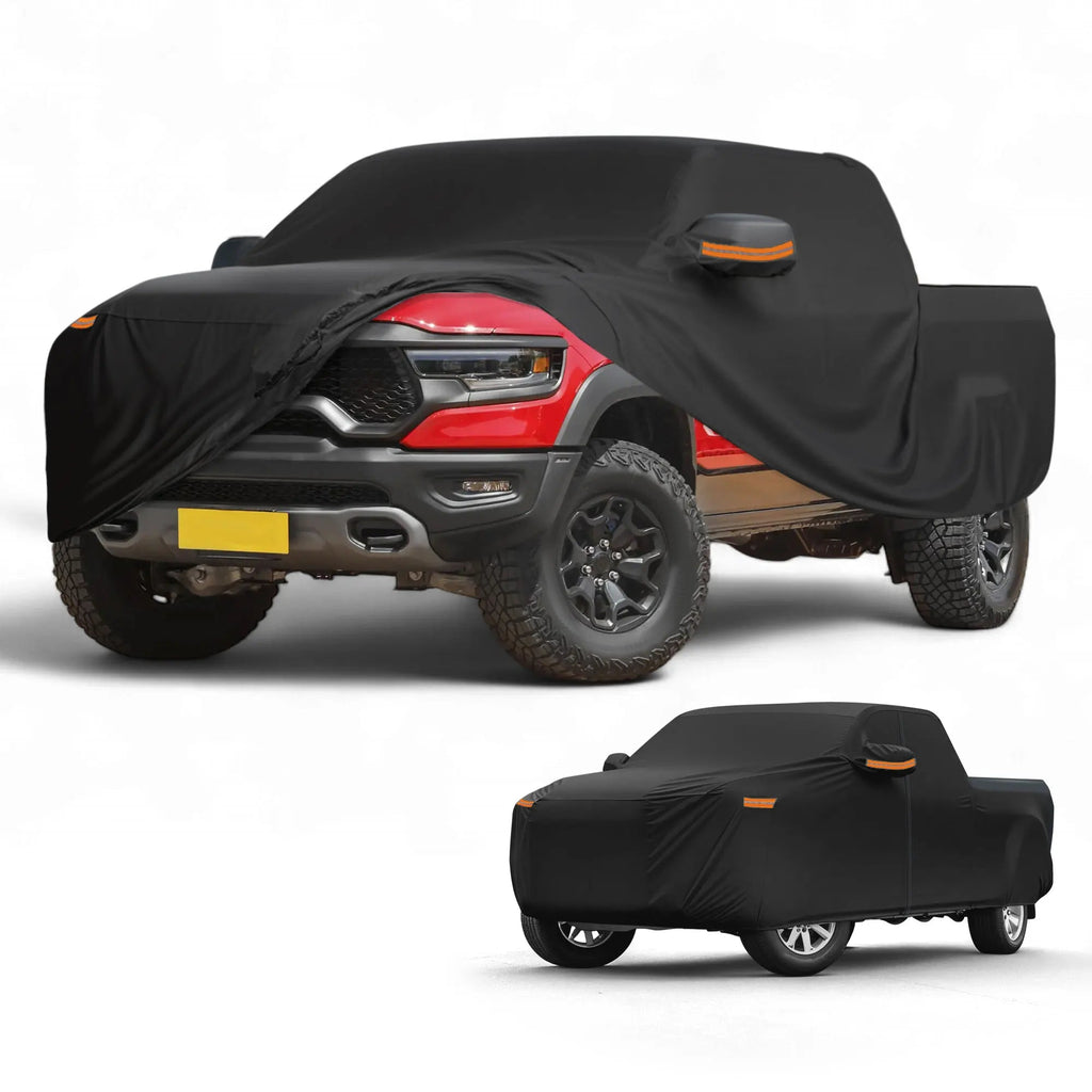Motoforti Car Cover Waterproof All Weather Sun Rain Protection Full Exterior Cover for Dodge for Ram Black with Left Side Zipper Car Mobile World