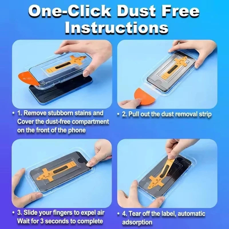 1-5Pcs Ultra HD Dust Free Screen Protector For iPhone 17 16 15 13 11 12 14 Pro Max 16e 7 8 Plus SE 17 Air Glass Easy Install Box Car Mobile World