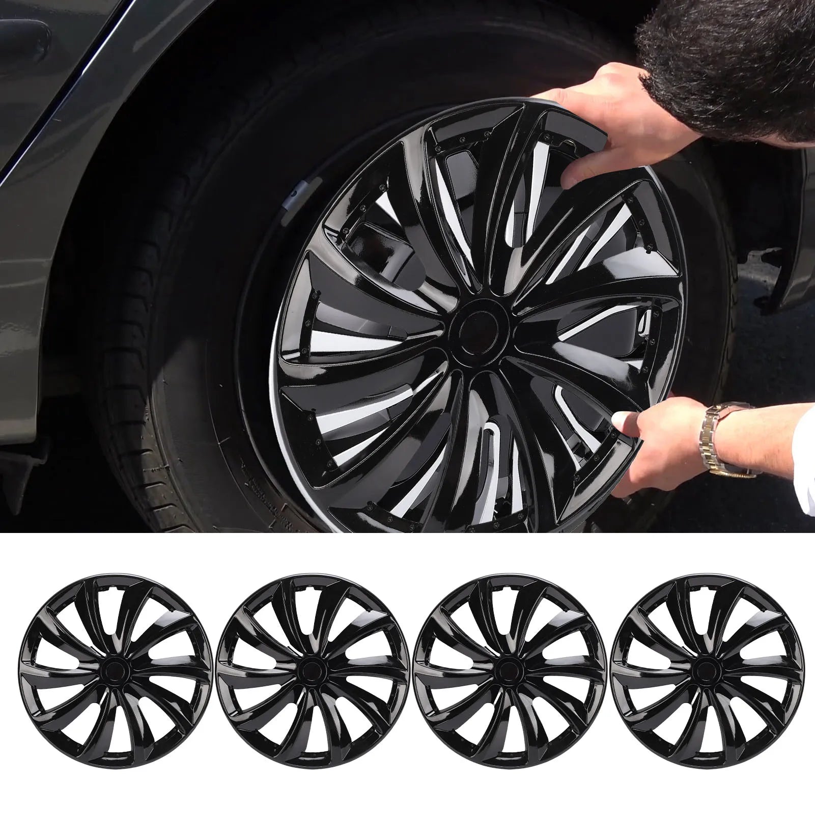 4 Pcs 16 Inch Hubcaps Anti Scratch Protection Stylish Look Universal Fit R16 Wheel Rim Cover for Most Cars Truck SUV CM World