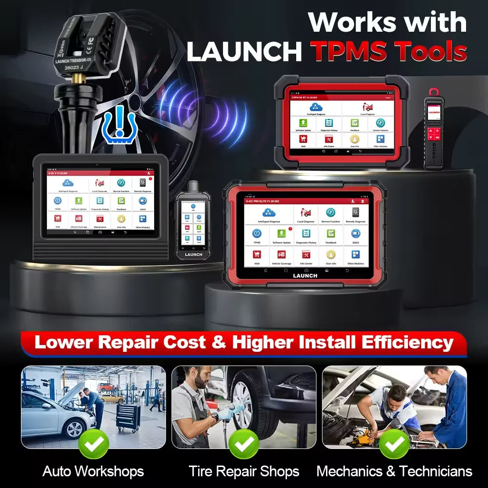 LAUNCH LTR-05 TPMS Sensor 315/433MHz Dual Frequency Universal Programmable Tire Pressure Monitor System Replacement for Car SUV CM World