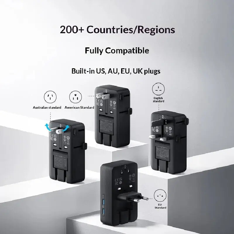 ANKER A9215 Multi-Country Charger Adapter Multi-Function Power Adapter Portable Mobile Phone US/AU/EU/UK Convenient Charger Gift Car Mobile World