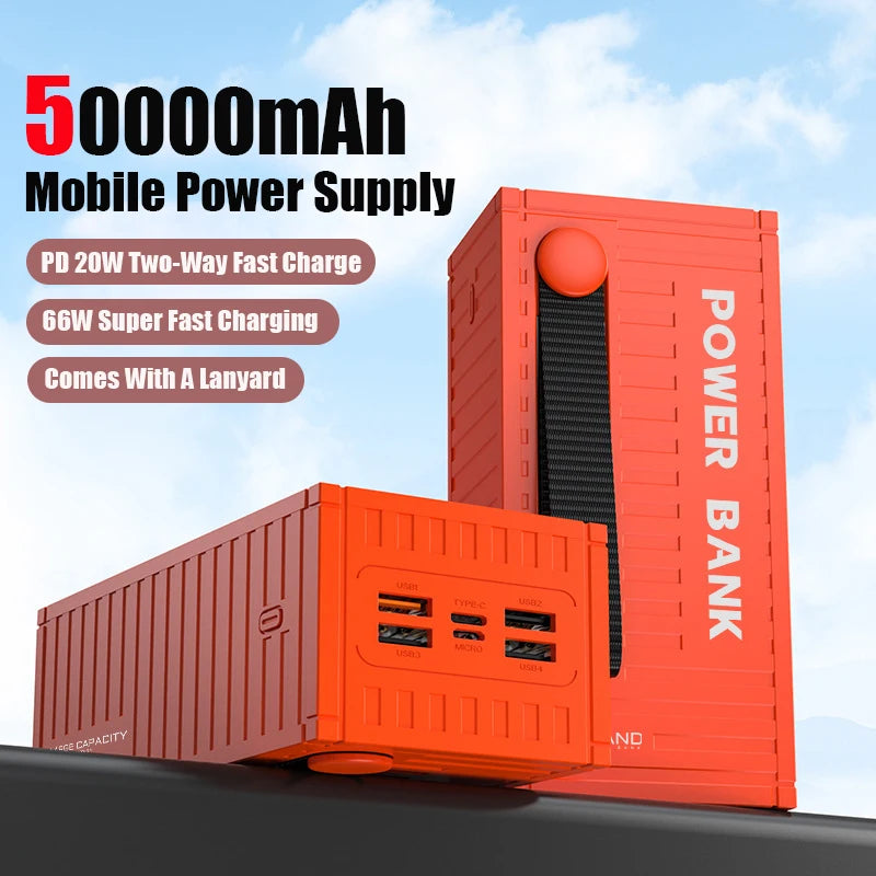 50000mAh Large Capacity Portable Charging Power Bank With 6 Interfaces Supporting 120W Fast Charging Suitable For IPhone Samsung Car Mobile World