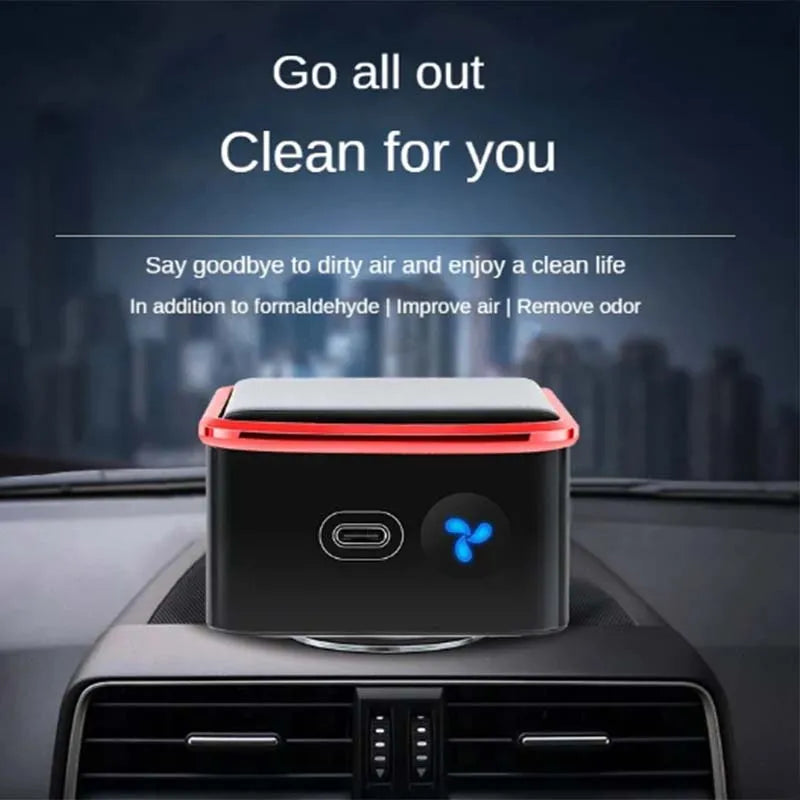 Solar Car Air Purifier Usb Oxygen Cleaner Ozone Generator Air Purifier HEPA Filter Smoke Remover Smart Gadgets Car Supplies CM World