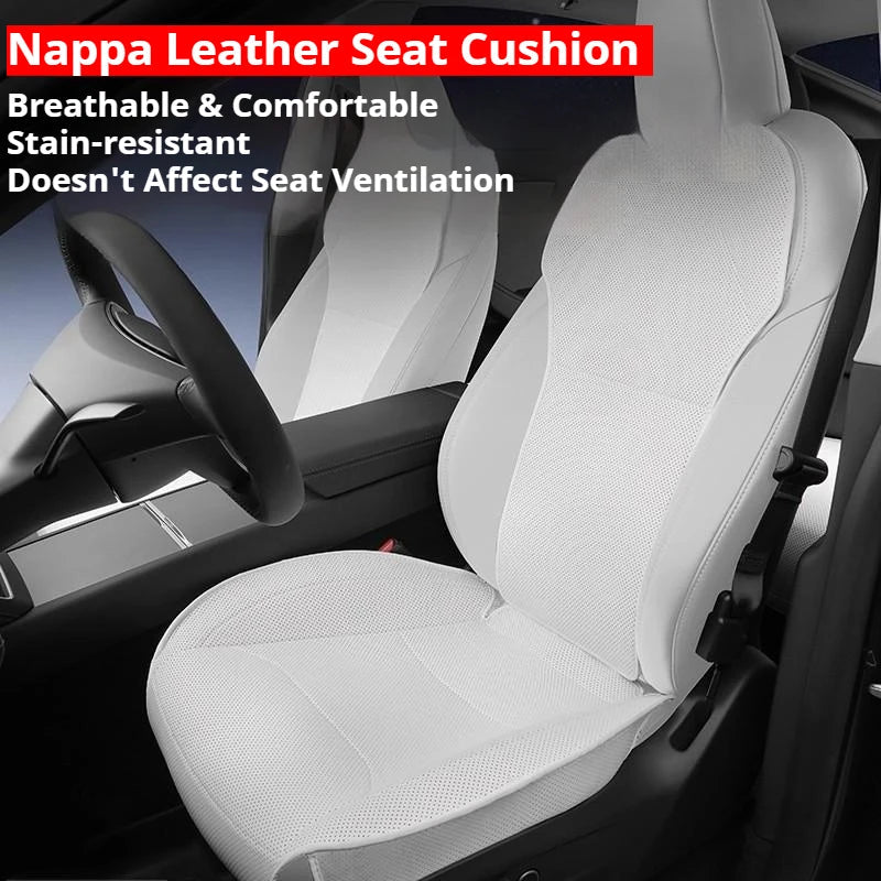 For New Tesla Model Y Juniper 2025 Nappa Leather Seat Cover Punching Breathable Seat Cushion Cover Car Interior Seat Accessories CM World