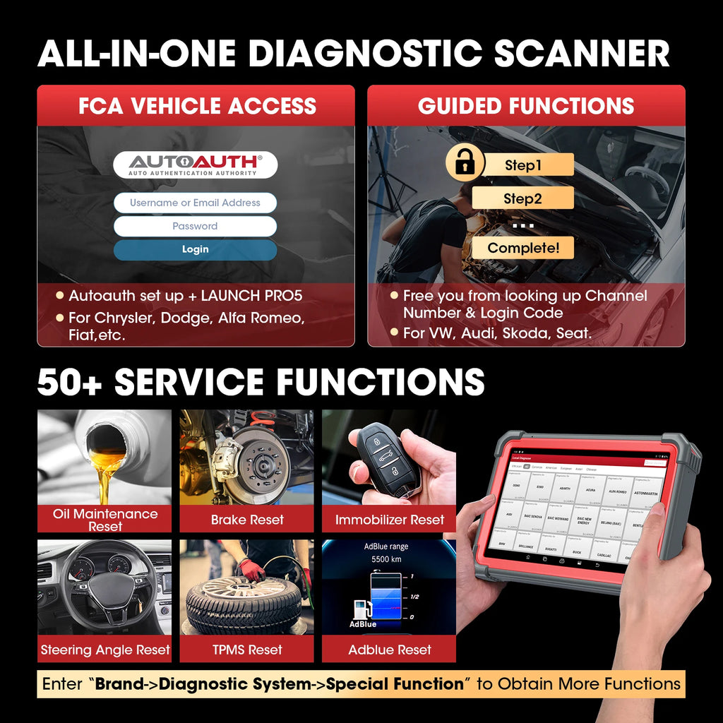 Launch X431 Pro5 Smartlink Car Diagnostic Tool ECU Programming Tool with J2534 SmartLink OBD2 Scanner