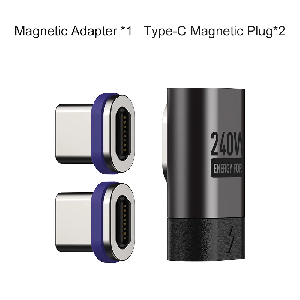 PD 240W Type-C Magnetic Adapter PD3.0 Fast Charging Right Angle USB C Connector Extender for iPhone 16 Macbookair Samsung