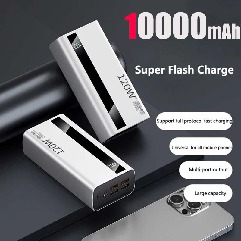 VIVO 1000000mAh Large Capacity Power Bank Digital Display 120W Fast Charging Outdoor Power Supply For Xiaomi Huawei iPhone 2026 Car Mobile World