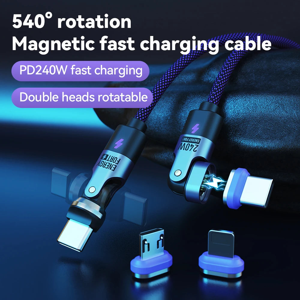 240W PD3.1 Fast Charging Cable 540° Rotation Type C 5A Cable nylon material  for iPhone MacBook Samsung UGREEN/Anker powerbank
