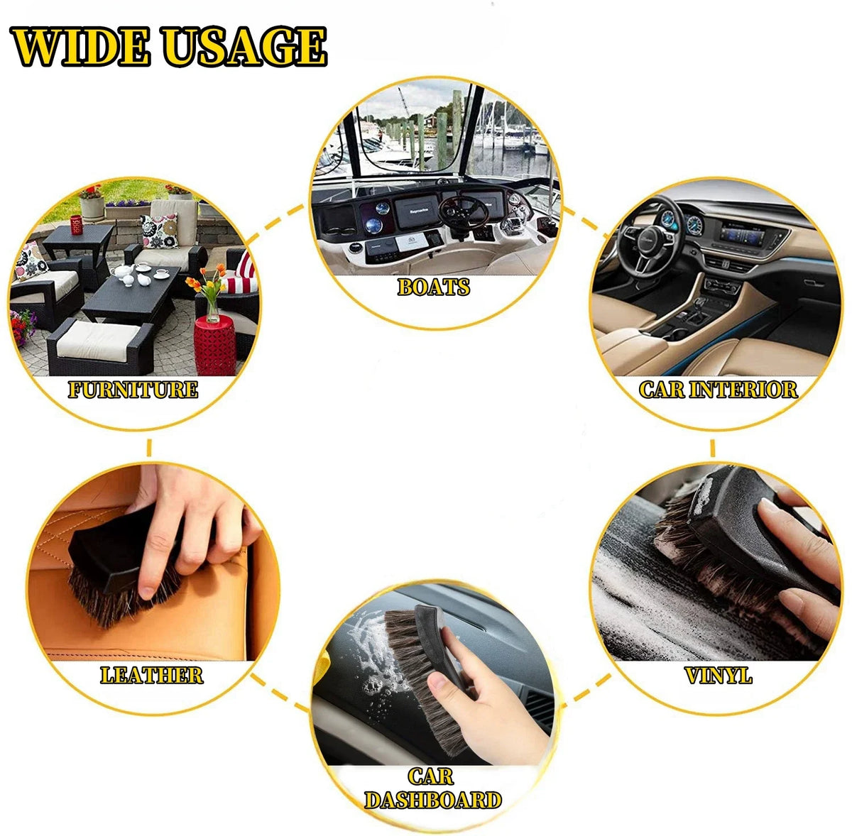 1PC Horsehair Leather Cleaning Brush Genuine Horsehair Detailing Brush Car Interior Detailing Tools For Car Cleaning Washing