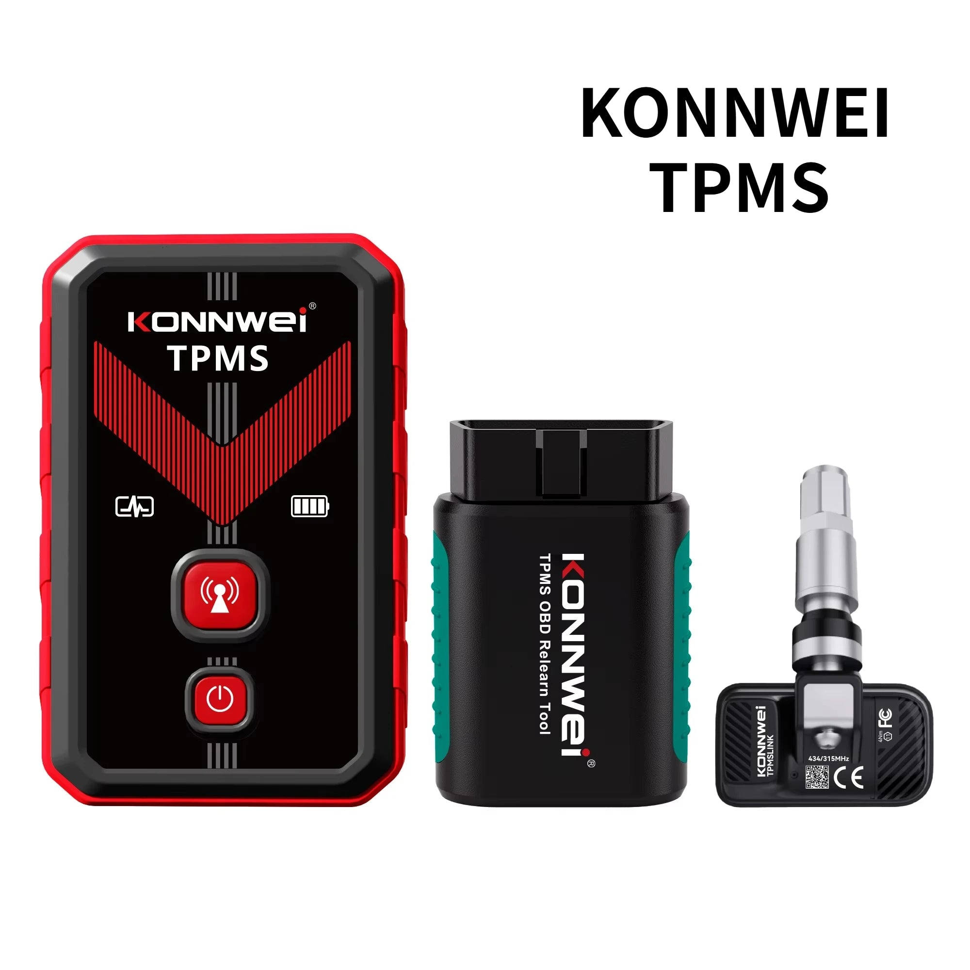 2026 KONNWEI TK100 Car Programable TPMS Sensors OBD Relearn Tool 433MHz315MHz Programing CELL PHONE Tire Pressure Monitor System CM World