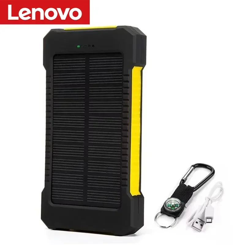 Lenovo 500000mAh Solar Power Bank Super Fast Charging Large Capacity Outdoor Portable External Battery for iPhone Samsung Huawei Car Mobile World