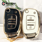 KEYYOU for Hyundai Porter Car Accessories Flip Folding Car Key Control Holder Keychain 3 Bottons TPU Car Key Fob Case Cover