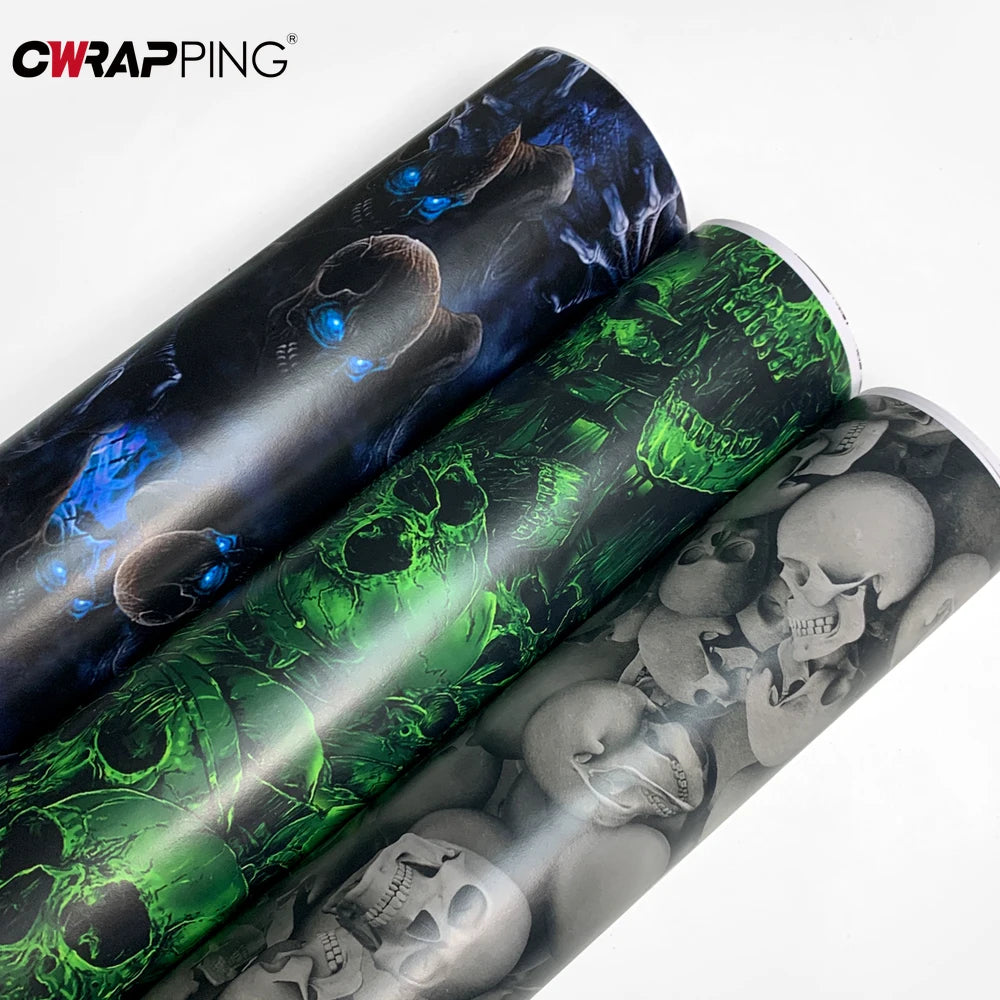 DIY Car Adhesive Vinyl Film for Motorcycle Vinyls Skull Texture Car Wraps Full Body Covering Waterproof Automotive Sticker Wrap Car Mobile World