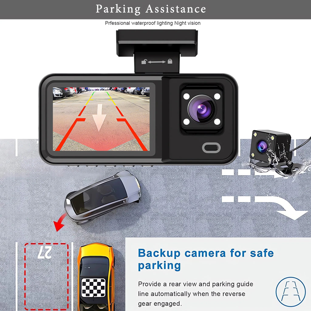 3 Channel Dash Cam for Car 1080P Video Recorder WIFI APP Dashcam Car DVR Front and Rear View Camera Night Vision car accessory
