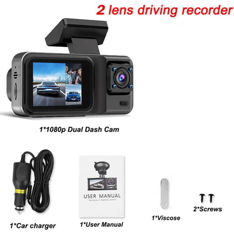 3 Channel Dash Cam for Cars Black Box Camera Car DVR 1080P Video Recorder Rear View Camera for Vehicle Car DVR Car Accessories