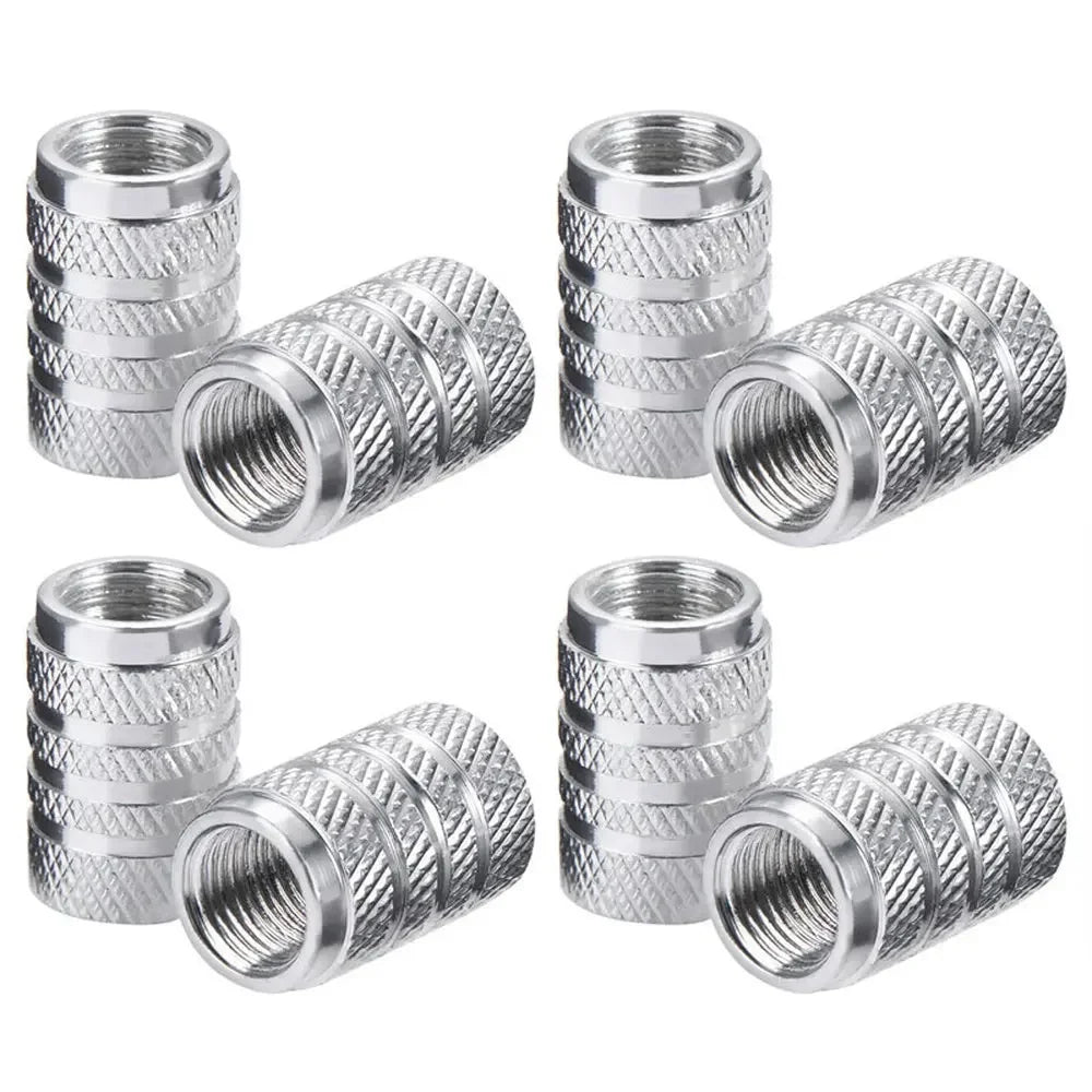 4Pcs Car Tire Valve Stems Cap Knurling Style Tire Valve Cap Aluminum Tire Wheel Stem Air Valve Cap car Universal accessories CM World