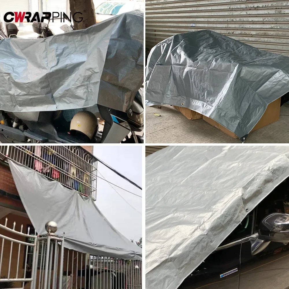 2X2m Car Cover Cloth Rainy Weather Universal Exterior Accessories Waterproof Sunshade Silver Cover Suitable for Cargo Shading