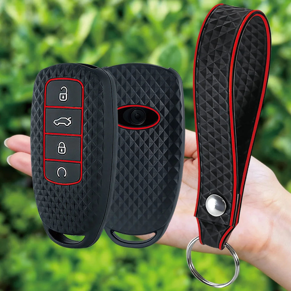 Key protect For Chery Tiggo 8 Pro Silicone Car Key Cover Case For Chery Tiggo 7 Pro 8 PLUS Arrizo 5 3 Button Key Holder Keychain