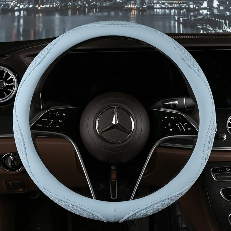 Car Anti-Slip Leather Steering Wheel Cover Universal Car Steering Wheel Protective Cover Fashion Style 38cm Sport Style Cool CM World