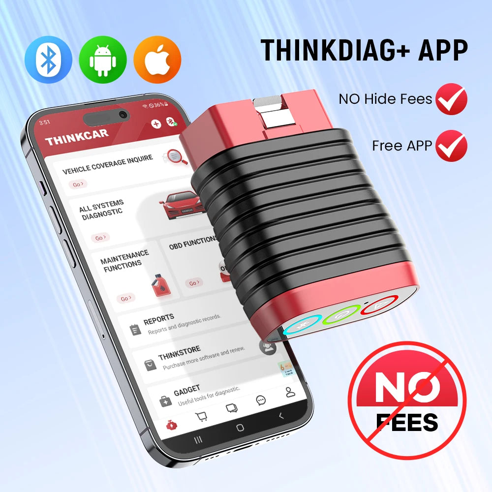 THINKCAR BD6 Bluetooth Scanner Car Diagnostic Tool OBD2 Scanner Full System Diagnose 5 Reset OIL IMMO Auto Diagnosis Code Reader