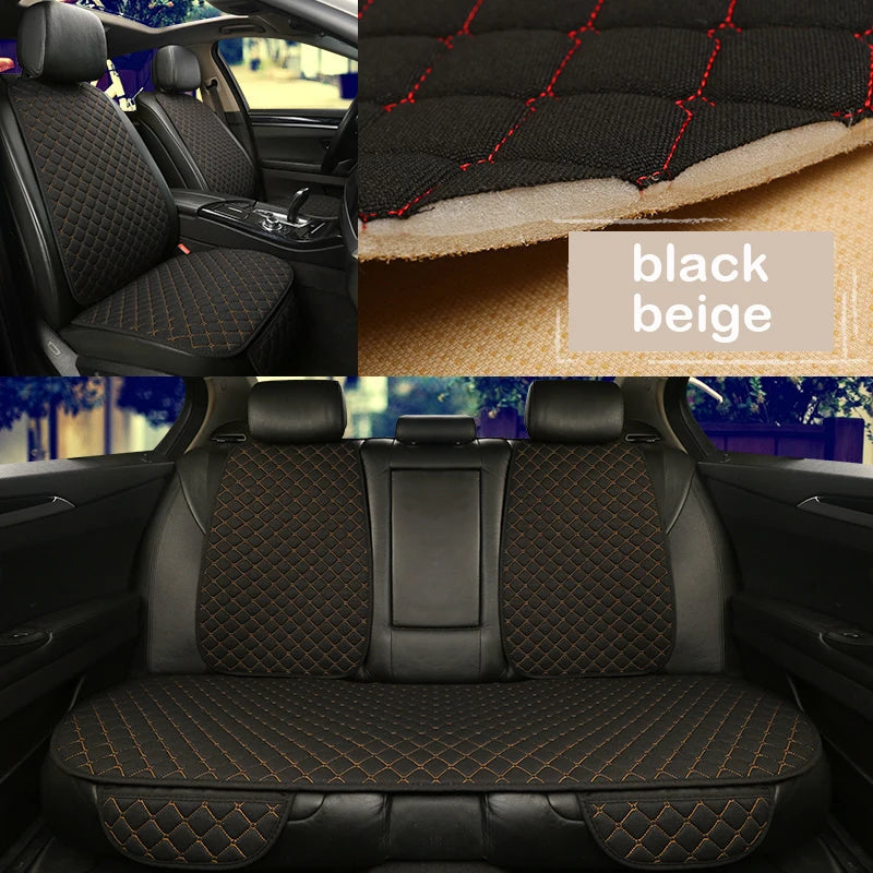 Universal Car Seat Cover Protector Linen Front Rear Back Flax Summer Cushion Pad Mat Sedan Suv Pick-up Car Interior Accessories CM World
